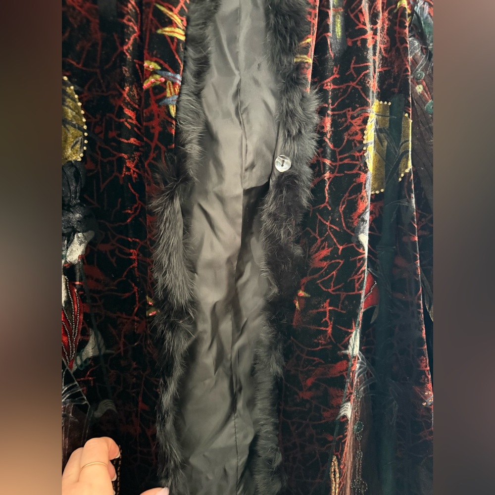 Chico’s Design 90s Velvet Burnout Duster Jacket Asian Print Size 1 - Picture 5 of 9
